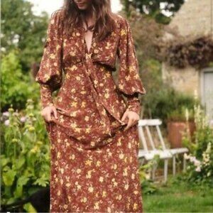 ALTERED EUC Doen Blossom Dress in Cherrywood Winding Floral Sz M